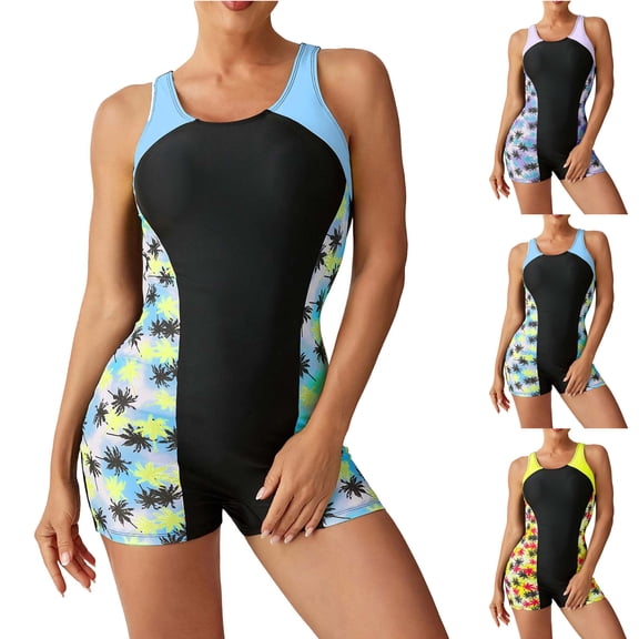 Vetsdori Tankini Swimsuits for Women Strap Floral Print Swimwear Holiday One Piece Boyleg Shorts,Casual Ladies Bath Suits