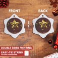 thumbnail image 3 of 3drose, Pretty Gold Star on a Burgandy Backgroudn with the Words Merry Christmas, 3 inch Snowflake Porcelain Ornament, 3 of 7