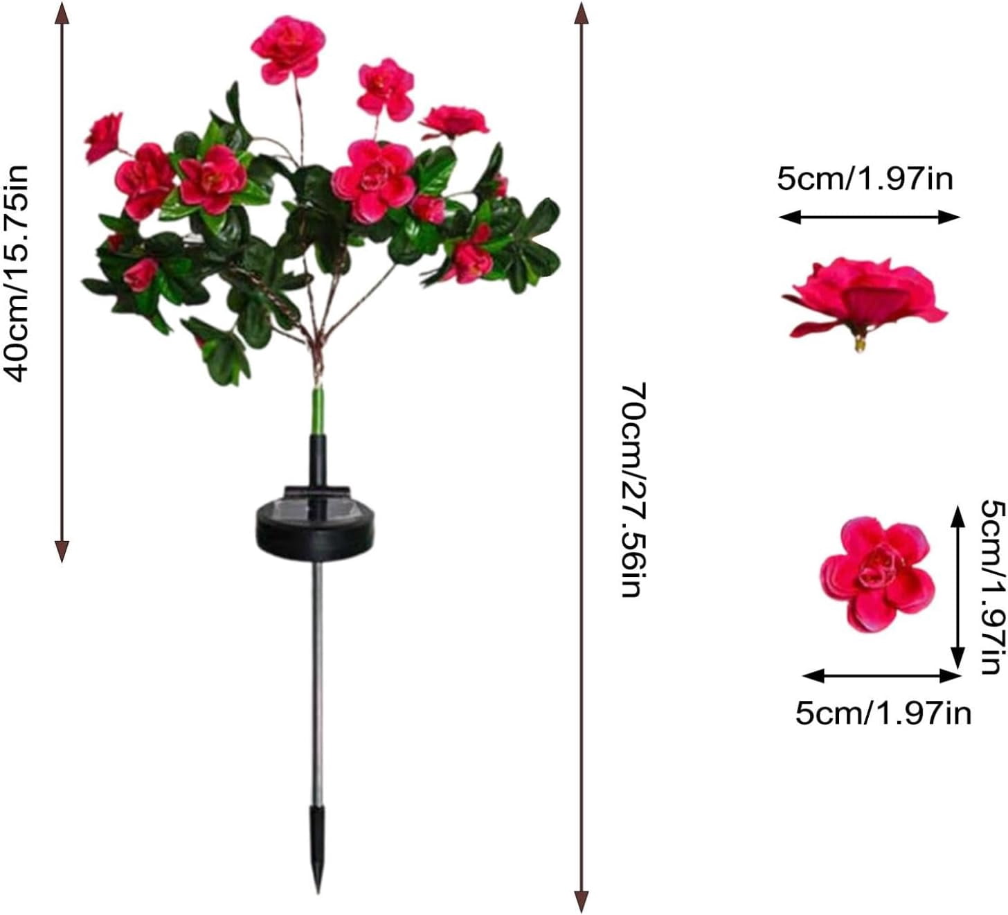 Memorial Garden Bloom Lights - Solar Powered Outdoor LED Flower Stake Lights, Auto On/Off Waterproof Landscape Lighting, Floral Decor for Grave Site, Yard, Patio