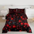 thumbnail image 2 of Castle Fairy Black Red Grid Twin Comforter Sets,Geometric Plaid Checkered Bedding Set, 2 of 8