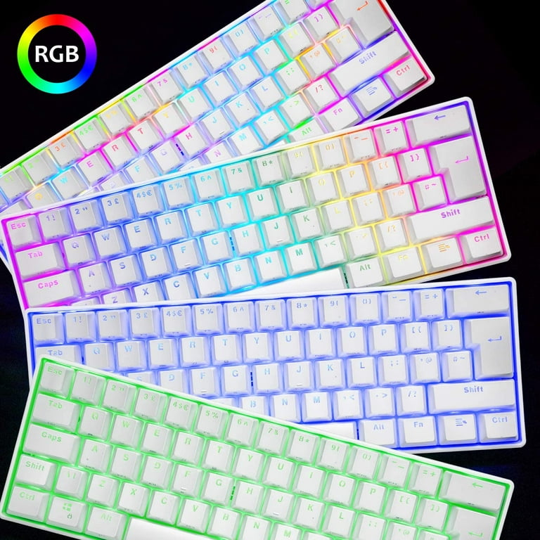MAGIC-REFINER UK Layout 60% True Mechanical Gaming Keyboard Type C Wired 62 Keys RGB LED Backlit USB Waterproof Keyboard Full Anti-ghosting Keys for