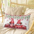 thumbnail image 4 of Red Gnomes Pillow Covers, Linen Long Throw Pillow Case, Valentine's Day Love Roses Leaves White Holiday Pillow Protector Decorative Cushion Cover for Living Room/Bedroom 20" x 36", 4 of 8