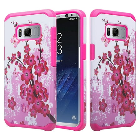 For Samsung Galaxy S8 Plus Case, Slim Hybrid Dual Layer[Shock Resistant] Protective Case Cover - Cherry Blossom