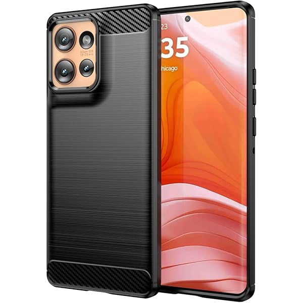 wonima11 Case for Motorola Edge 50 Case, for Moto Edge 50 Carbon Fiber Case Slim Soft TPU Case Shock-Absorption Protective Shockproof Phone Cover for Motorola Edge 50 Black