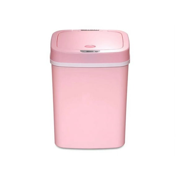 Ninestars DZT-12-5PK Bedroom or Bathroom Automatic Touchless Infrared Motion Sensor Trash Can, 3 Gal 12 L, ABS Plastic (Rectangular, Pink) Trashcan