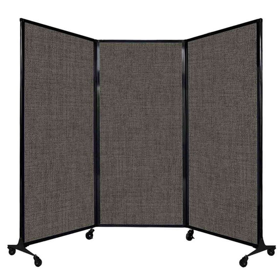 Versare QuickWall Folding Portable Partition Black Frame | 3 Panels | 8'4" x 5'10" Mocha Fabric