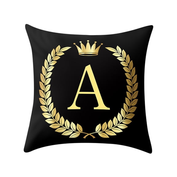 BallsFHK Throw Pillow Covers Decorative Gold Crown English Letters Pillowcases,1 Panel,Pean Skin Velvet Soft Cushion Cover Black Pillow Protectors for Home Decor (18" x 18")