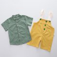 thumbnail image 7 of Edvintorg Toddler Boys Clothing Set New Summer Plaid Printed Short Sleeve Button Up Shirt + Short Overalls Set Kids Clothes Boys 1-5T, 7 of 7