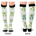 thumbnail image 2 of Haosy Compression Socks for Men Women Knee High Running Socks for Nurse Hiking Recovery Travel Athletic 2 Pairs Cute Cartoon Frogs with Confetti, 2 of 9