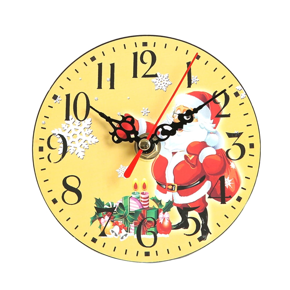 Christmas Decoration Clock Home Retro European Style Small Wall Clock Santa Decoration Wall ...