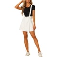 thumbnail image 1 of Unique Bargains Jupe à Bretelles Mini Décontractée pour Femme en Coton Lavé à Boutons devant Blanche P, 1 of 6