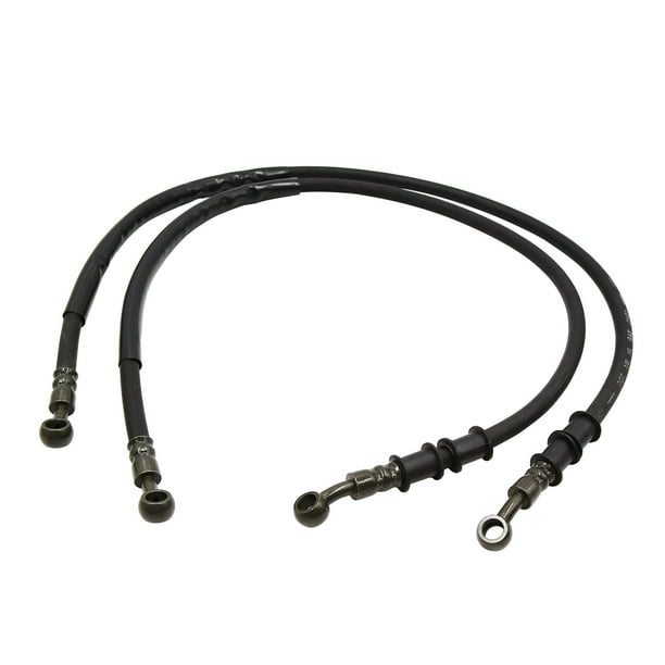 2pcs 85cm Black Metal Rubber Motorcycle Brake Hose Fuel Line Tube for