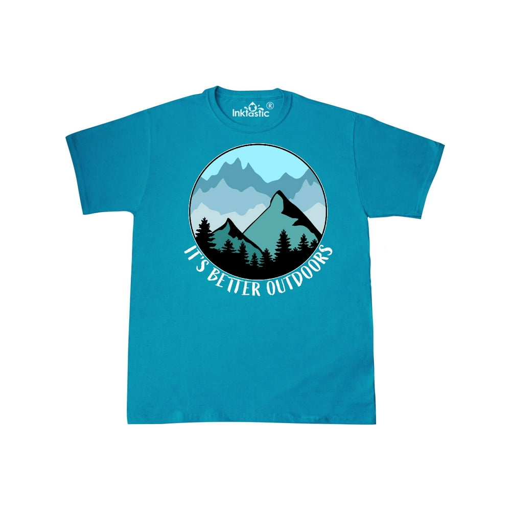 INKtastic - Inktastic It's Better Outdoors Mountains in Blue Adult T ...