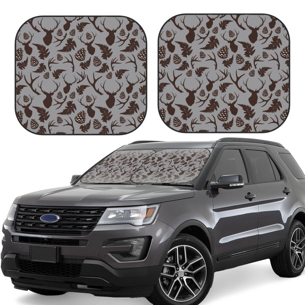 Fotbe Brown Moose with Pinecones Juego de 2 Piezas de Parasoles para Parabrisas | Bloqueador Solar para Auto | Accesorios Plegables para Protección Solar Interior-Medium