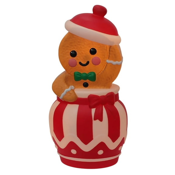 Lighted Blow Mold Gingerbread in Cookie Jar Outdoor Christmas Decoration, Multi-Color, 32 inch