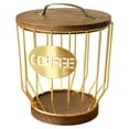 thumbnail image 1 of twisto Coffee Capsule Holder Organizer Iron And Wood Multipurpose Coffee Capsule Holder Container with Lid for Snacks Capsules Small Items Suitable for Kitch Gold, 1 of 8