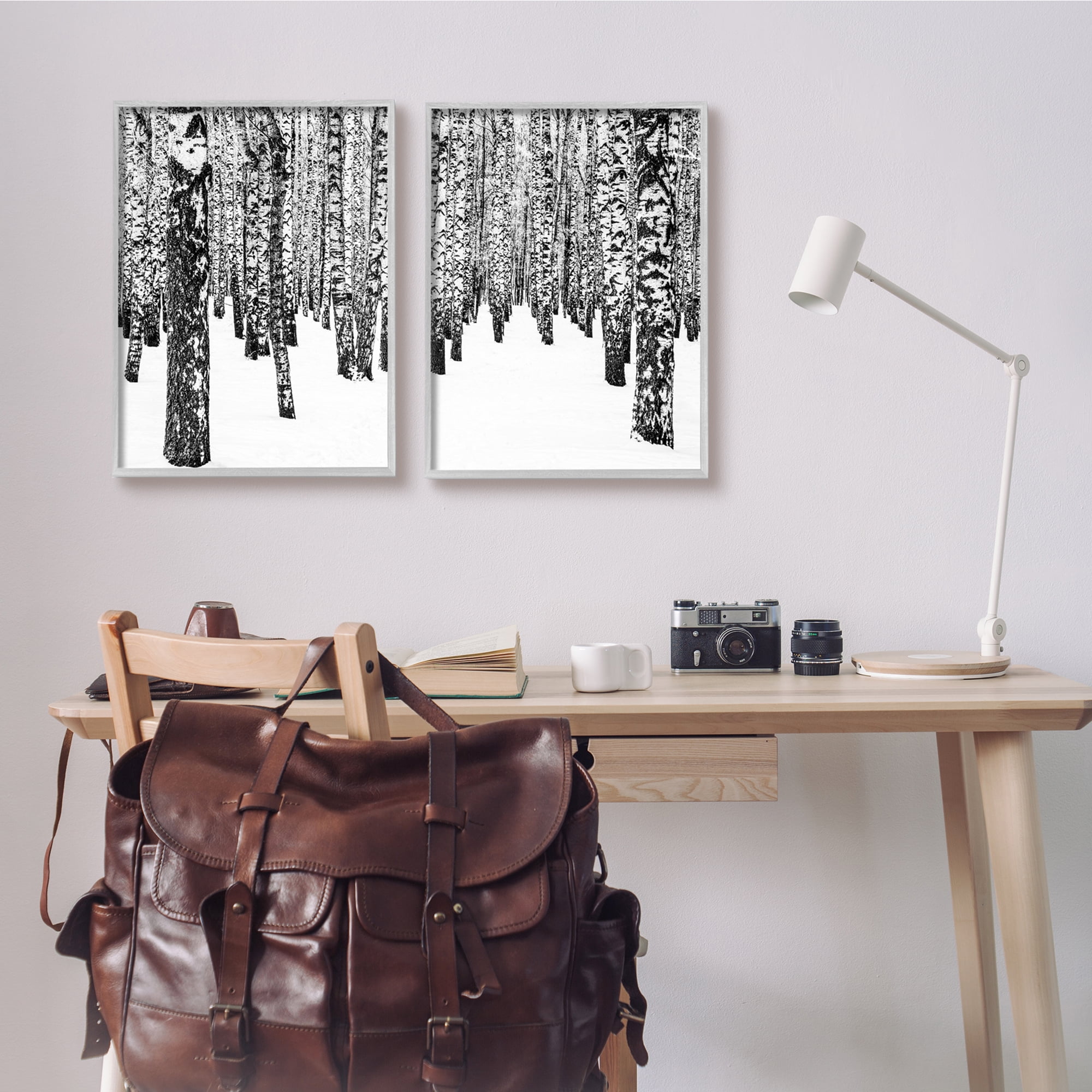 Stupell Indtries Rtic Winter Forest Scene Black White Birch Trees,16 x 20,Design by Design Fabrikken