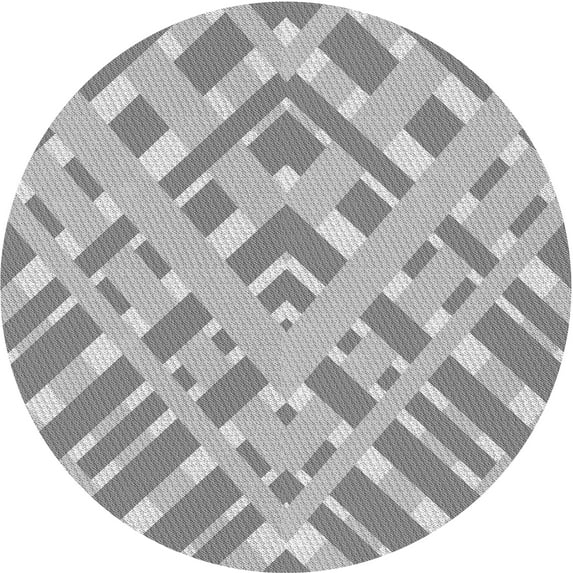 Ahgly Company Machine Washable Indoor Round Transitional Platinum Silver Gray Area Rugs, 8' Round
