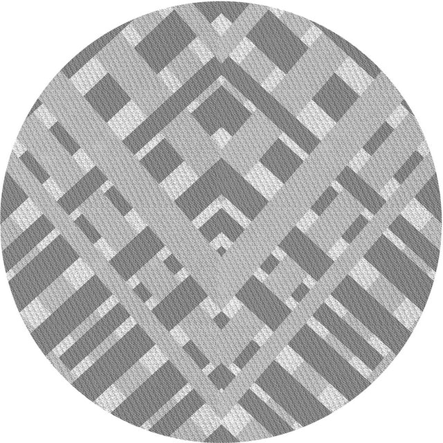 Ahgly Company Machine Washable Indoor Round Transitional Platinum Silver Gray Area Rugs, 7' Round