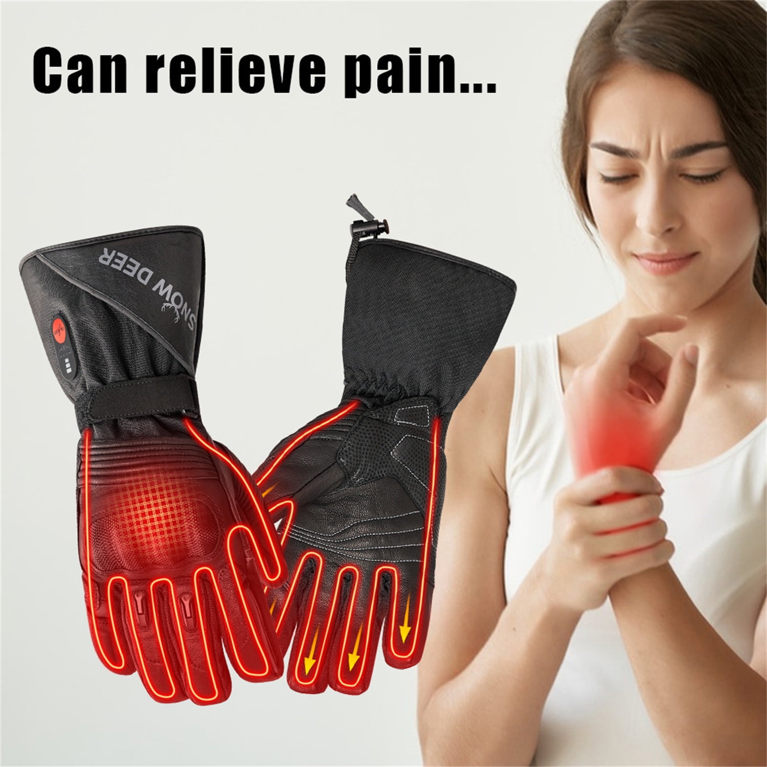 SNOW DEER Heated Motorcycle Gloves - 7.4V Electric Rechargeable Battery Waterproof Gloves for Men Women,Winter Biking Cycling Hunting Fishing Skiing Riding Powered Gloves