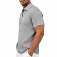 thumbnail image 6 of DDAPJ pyju Mens Knit Polos Shirts Quarter Zip Short Sleeve Business Casual Shirts Lightweight Textured Golf Polos Gray L, 6 of 8