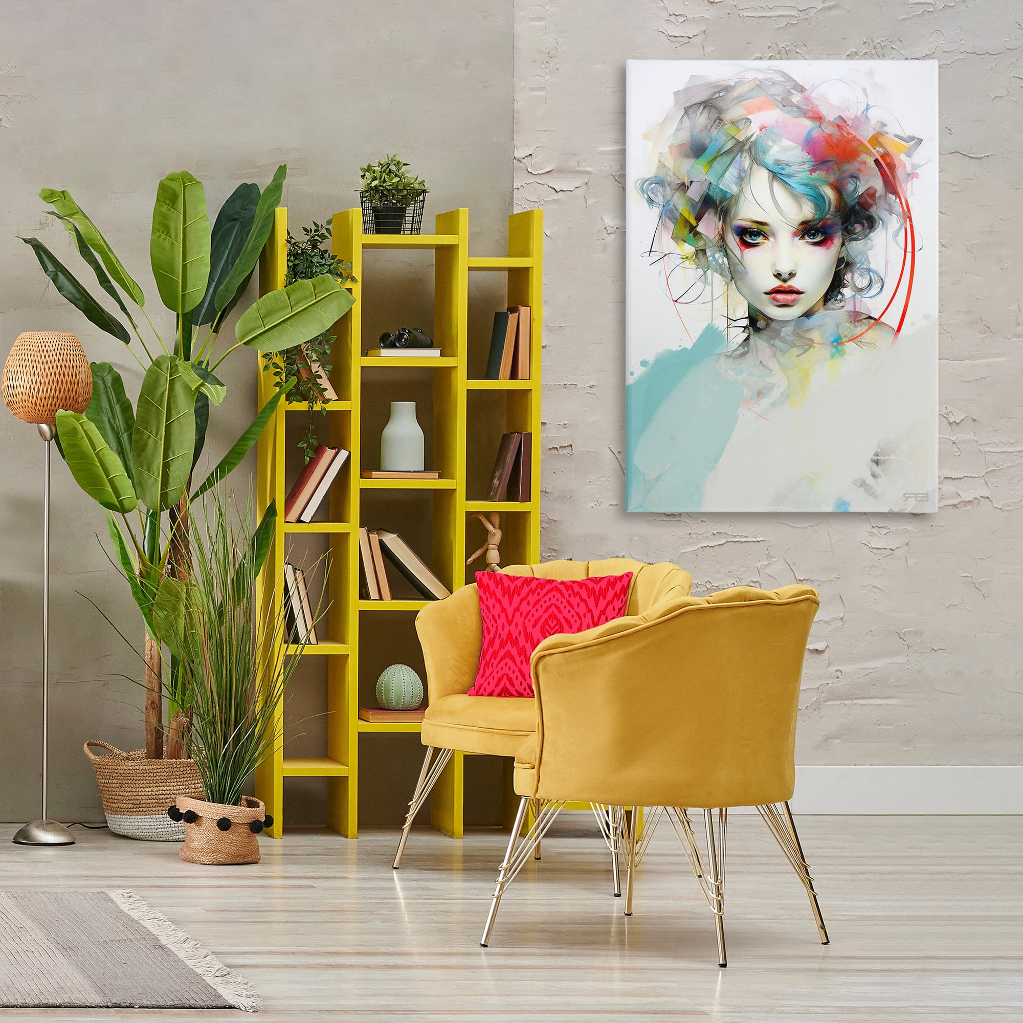 Stupell Industries Abstract Hair Visage Novelty Painting Gallery Wrapped Canvas Art Print Wall Art, 30 x 45