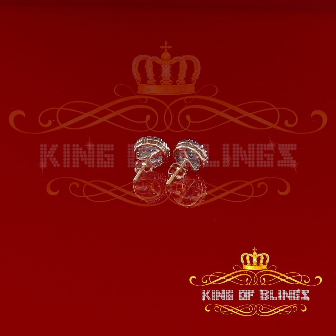 King of Bling's 10K Real Yellow Gold w/Real 1.33 CT Diamond Men's/Women's Stud Round Earring