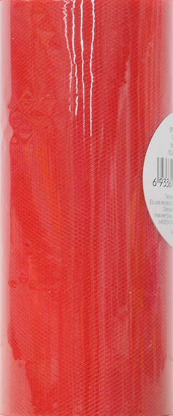 Fuzhou 6inch 25Yd Red Sparkle Tulle Fabric Spool,100% Polyester by the Bolt