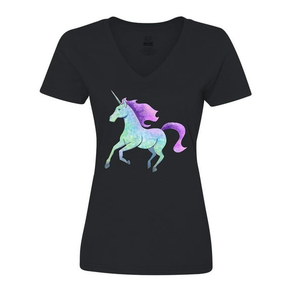 Inktastic Crystal Unicorn Women's V-Neck T-Shirt