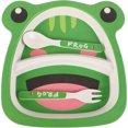 thumbnail image 1 of 1 Set Bamboo Fiber Kids Dinnerware Set Cartoon Frog Design Divided Plates for Toddlers Cartoon Animal Style Plate Dinner Plate Divided Food Plate, 1 of 9