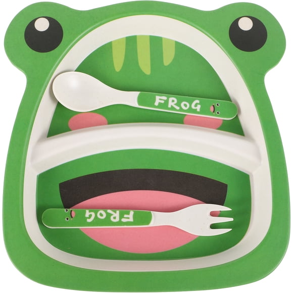 1 Set Bamboo Fiber Kids Dinnerware Set Cartoon Frog Design Divided Plates for Toddlers Cartoon Animal Style Plate Dinner Plate Divided Food Plate