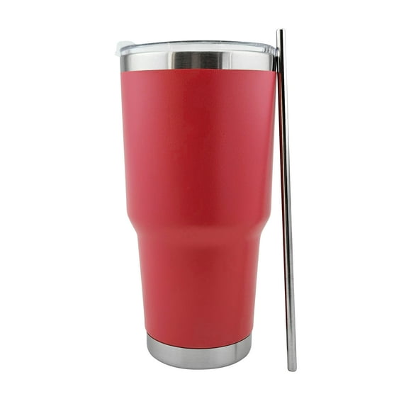 Termo de 30oz, vaso térmico de acero inoxidable para frío y calor con tapa antiderrame y popote.