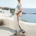 thumbnail image 5 of VBVC Women's Striped Batwing Sleeve 2 Piece Set , Beach Vacation Outfit For Women , Ladies' Wide Leg Pants Tracksuit with Pockets,White,S-5XL, 5 of 5