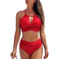 thumbnail image 1 of Charmo Womens Keyhole Bikinis Two Piece Swimsuits Ruched Tummy Control Bathing Suits, 1 of 6