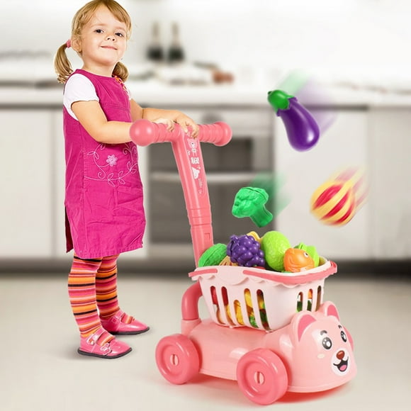 EGNMCR Toddlers Kitchen Set With Interactive Vegetables Enjoy Play House Game Children's Shopping Cart Toy Cart Pretend Play Sets Gifts For Children Play house