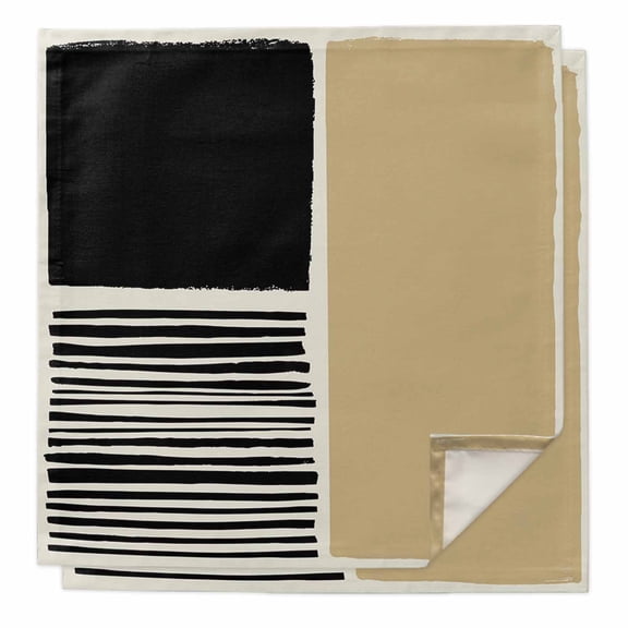 Beige Cloth Napkins, Modern Abstract Art Farmhouse Striped Washable and Reusable Dinner Napkins Set of 2, Table Napkin for Kitchen Party Birthday Wedding Hotel Housewarming 20"x20"