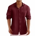 thumbnail image 1 of AherBiu Plus Size Mens Linen Shirts Long Sleeve Button down Lightweight Shirts Fall Solid Casual Beach Shirts, 1 of 5