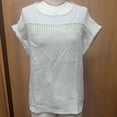 thumbnail image 4 of Qgtaibl Womens Cap Sleeve Tops Dressy Lace Hollow Out Round Neck Blouses Casual Solid Color Contton Gauze Lightweight Shirt Beige XL, 4 of 8
