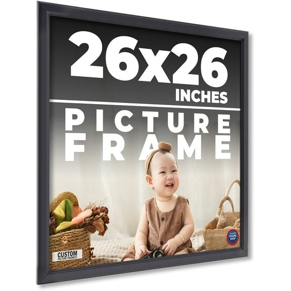 26x26 Frame Black Passaggi Solid Wood Picture Frame Width 1.5 Inches | Interior Frame Depth 0.5