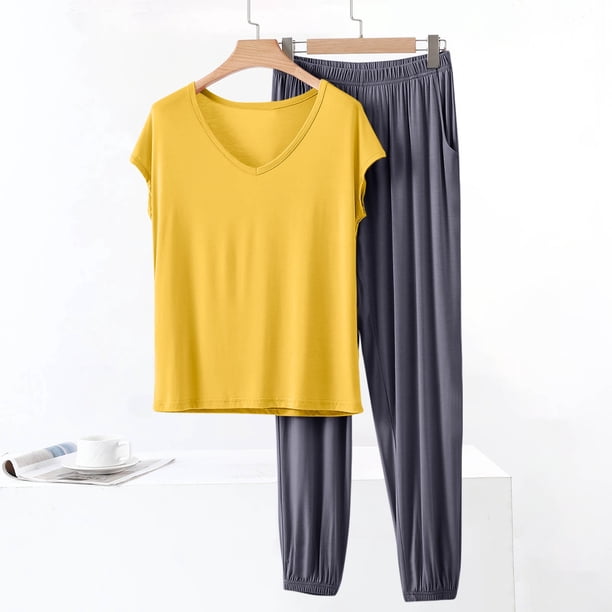 TaTaai Loose Fit Winter Sleepwear Women, Thick Warm Pajama Top with Pants, Solid Color Fleece Loungewear Set, Cozy Cold Weather Apparel Gift
