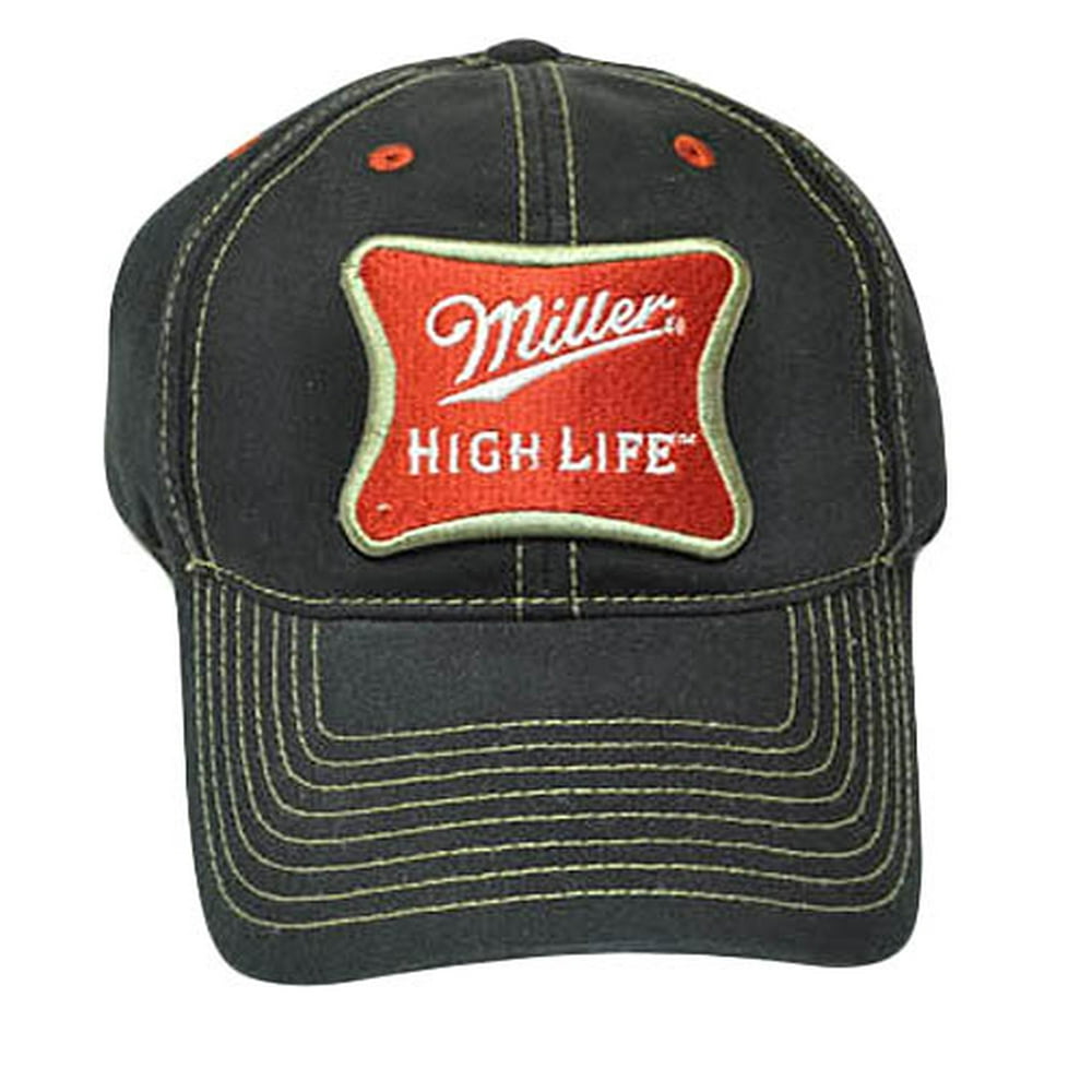Miller Miller Beer High Life Patch Adjustable Mens Black Red Hat Cap