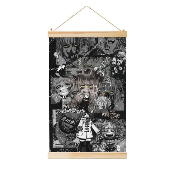 My Hero Academia Himiko Toga Wooden Shaft Hanging Poster Home Decor Poster Wall Art Painting For Living Room Bedroom 12"X18"