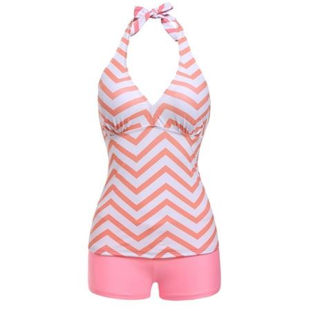 halter padded hfon tankini swimwear striped swimsuit solid boy short dialog displays option button additional opens zoom