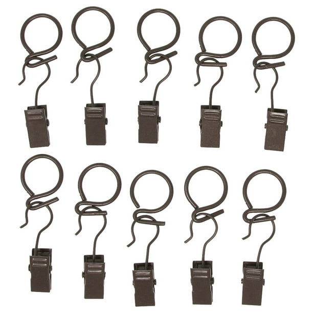 Urbanest SHook Rings With Clips 1/2" Cafe Rod, Set of 10, Bronze