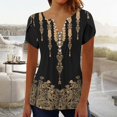 thumbnail image 2 of Summer Tops for Women Trendy Boho Floral Print Tunic Shirts Short Sleeve V Neck Tshirt Casual Loose Blouse Fashion, 2 of 5