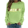 thumbnail image 5 of HOMBOM Womens Christmas Sweatshirts Festive Green Crewneck Greflying Graphic Merry Sweatshirt for Adult Xmas, 5 of 6