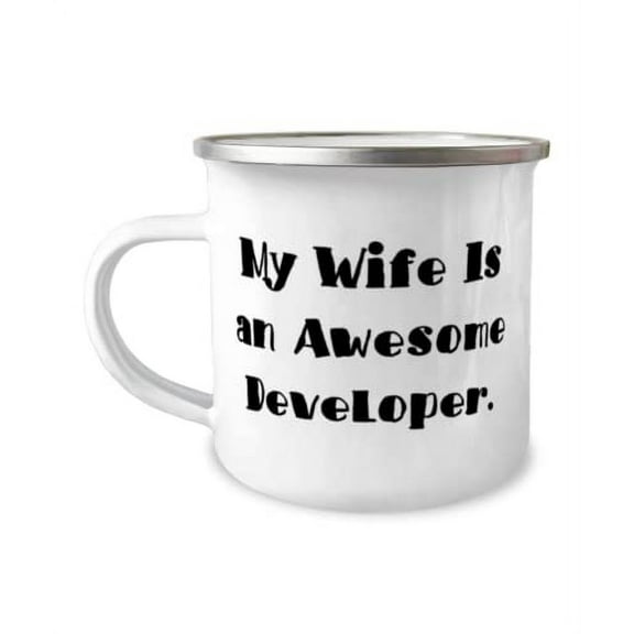 Wife For, My Wife Is an Awesome Developer, Fancy Wife 12oz Camper Mug, From Husband