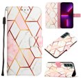 thumbnail image 1 of Nalacover for Samsung Galaxy S23 Plus PU Leather Wallet Case,Stylish Marble Pattern Magnetic Clasp Flip Kickstand Cash Pocket Wireless Charging+Wrist Strap Cover for Girls Women,Pink/White, 1 of 6