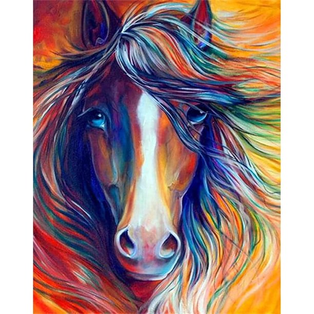 30x40cm 5D DIY Diamond Painting Full, Animal Horse Group Taladro circular completo, DIY Diamond Rhinestone Canvas Punto de cruz Pintura por número para decoración de pared Adultos niños Excelente Rendimiento ER018245WL