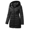 thumbnail image 3 of Ma Croix Womens Winter Lightweight Poly Down Puffer Hooded Parka Coat, 3 of 9